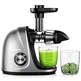 Jocuu Slow Masticating Juicer with 2-Speed Modes - Cold Press Juicer Machine - Quiet Motor & Reverse Function - Easy to Clean Juicer Extractor - Juice Recipes for Fruits & Vegetables (Grey)
