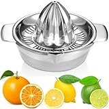 Citrus Lemon Orange Grapefuit Juicer Manual Squeezer 304 Stainless Steel Robust Hand Juicer Reamer Rotation Press with Strainer＆12 OZ Bowl, 2 Pour Spouts, Dishwasher Safe, Easy to Clean, Heavy Duty