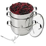 VINEYARD Deluxe Stainless Steel Steam Juicer & Roaster Set - Induction Friendly, Tempered Glass Lid, Cool-Touch Handles, 8 Quart Capacity