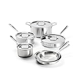 All-Clad D5 Brushed 5 Ply Stainless Steel Cookware Set 10 Piece w/ Frying Pans, Pots and Pans Set, Induction, Oven Broiler Safe 600F, Silver