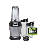 Ninja BL455_30 Nutri Professional Personal Blender Bonus Set with 3-Sip & Seal Single Serves(12, 18, and 24 oz. Cups) & 75-Recipe Cookbook, Stainless Steel/Black