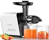 KOIOS Juicer, Slow Masticating Juicer Extractor with Reverse Function, Cold Press Juicer Machine with Quiet Motor, Juice Jug and Brush for High Nutrie (White-Black)