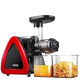 Slow Juicer, Aobosi Slow Masticating Juicer, Cold Press Juicer Machines with Reverse Function, Quiet Motor, High Juice Yield with Juice Jug & Brush for Cleaning Red