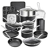 Granitestone 20 Pcs Pots and Pans Set, Complete Cookware Bakeware Set with Ultra Nonstick Durable Mineral & Diamond Surface, Stainless Stay Cool Handles Oven & Dishwasher Safe, 100% PFOA Free