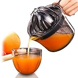 Citrus Juicer, Sunhanny Orange Lemon Manual Hand Squeezer, Anti-Slip Lid Rotation Reamer Lime Press, 17-Ounce Capacity, Transparent Black