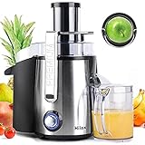 Juicer Machine, 700W Silver Centrifugal Juice Extractor with Wide Mouth 3.5” Feed Chute for Fruit Vegetable, Easy to Clean, BPA Free, 304 Stainless Steel Dual Speed, Anti-drip