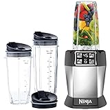 Ninja Nutri Personal Blender with 1000-Watt Auto-iQ Base to Extract Nutrients for Smoothies, Juices and Shakes and 18, 24, and 32-Ounce Cups (BL482)