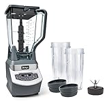 Ninja BL660 Professional Compact Smoothie & Food Processing Blender, 1100-Watts, 3 Functions for Frozen Drinks, Smoothies, Sauces, & More, 72-oz.* Pitcher, (2) 16-oz. To-Go Cups & Spout Lids, Gray
