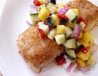 Recipe: Crispy Mahi Mahi with Mango-Cucumber Relish